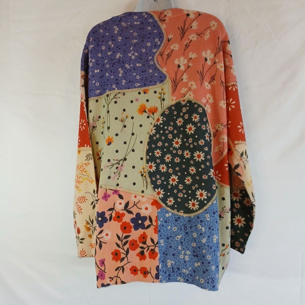 Yesno Cardigan Patchwork Pattern Multicolor Wool … - image 7